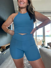 Load image into Gallery viewer, Utility Blue Biker Shorts