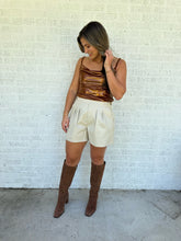 Load image into Gallery viewer, Cream Leather Shorts