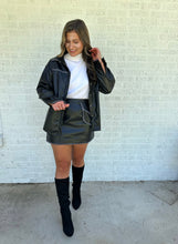 Load image into Gallery viewer, Biker Black Leather Skirt