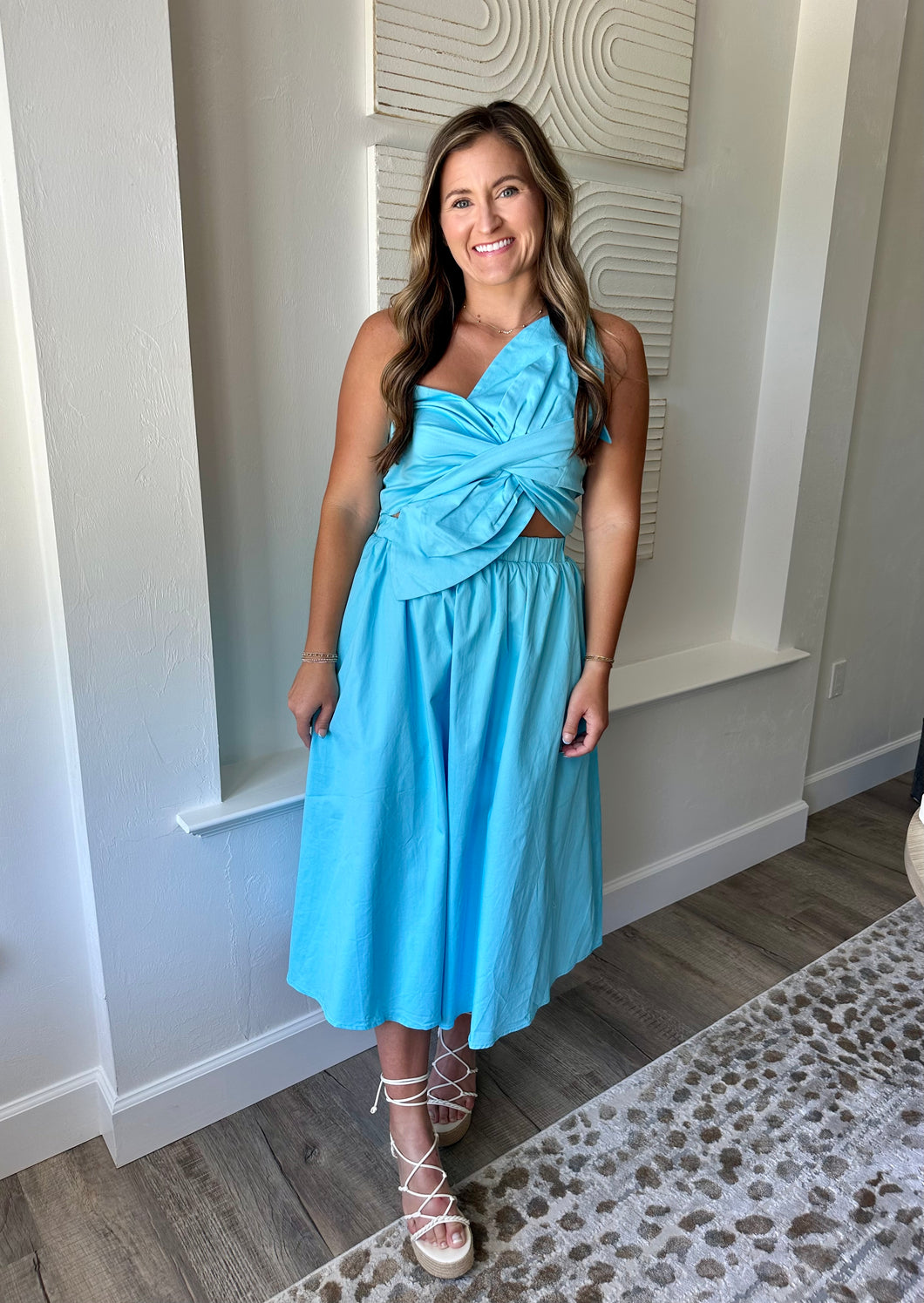 Topaz Blue Midi Dress FEARLESS Boutique Topaz Blue Midi Dress FEARLESS Boutique
