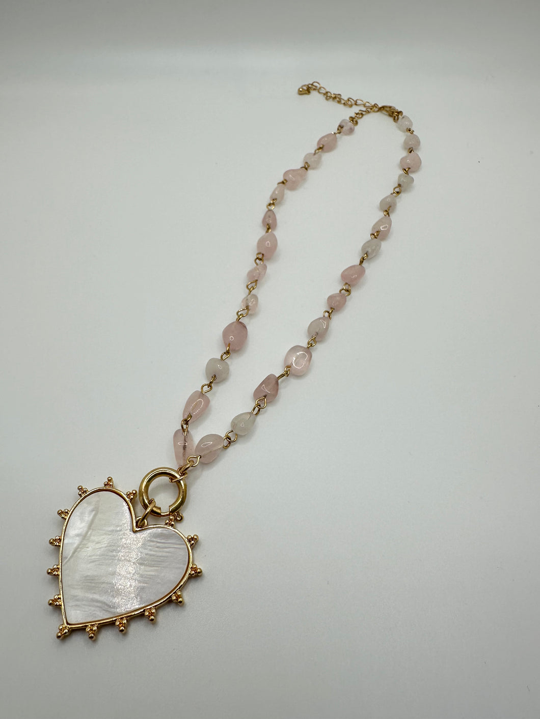 Heart & Semi Stone Bead Necklace
