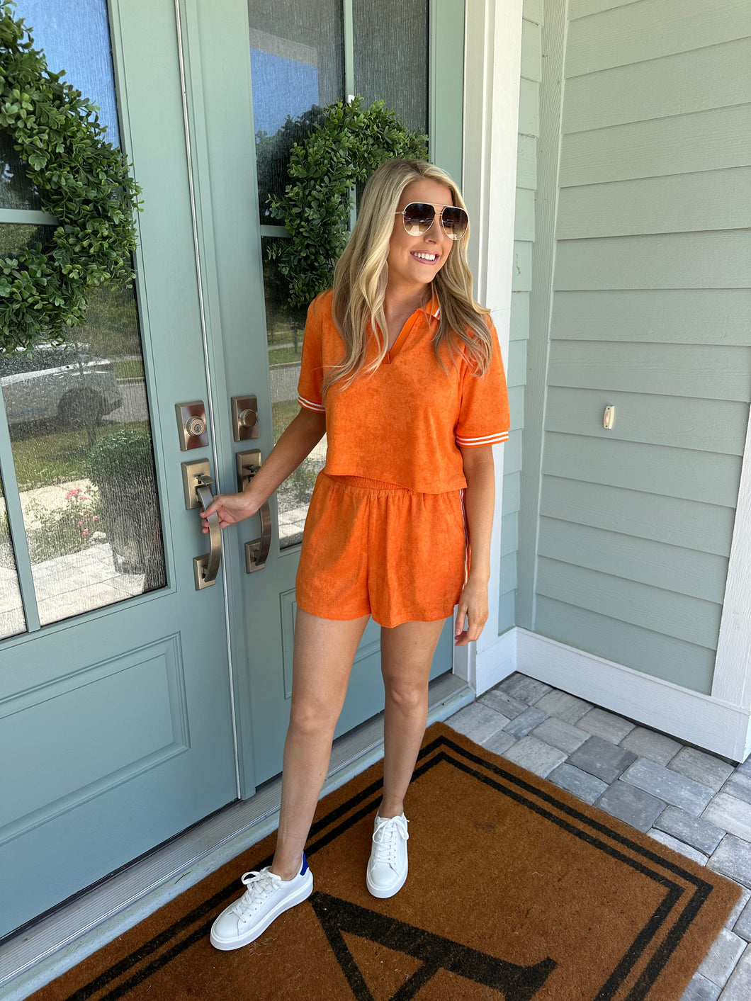 Orange Terry Shorts