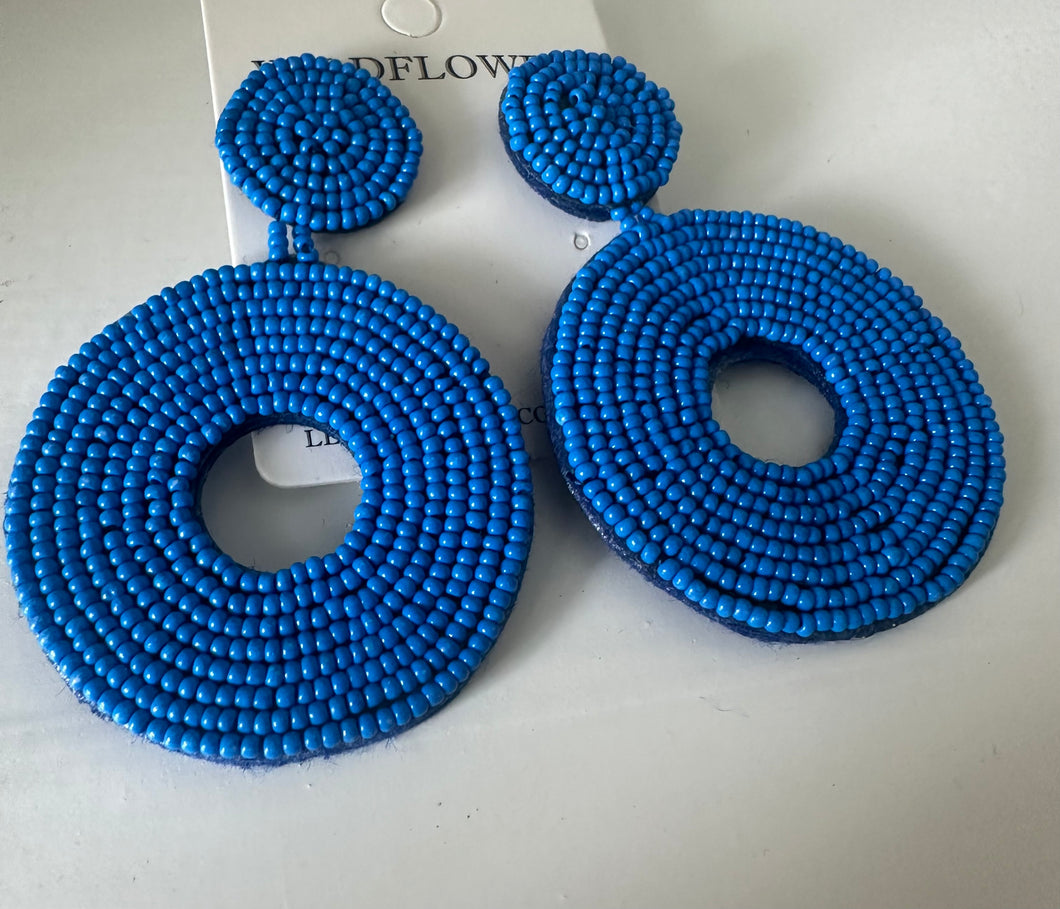 Royal Blue Beaded Earrings