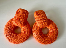 Load image into Gallery viewer, Orange Woven Earrings
