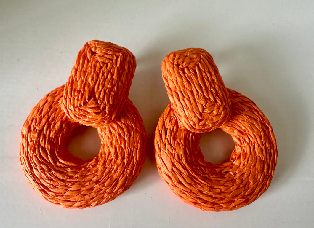 Orange Woven Earrings