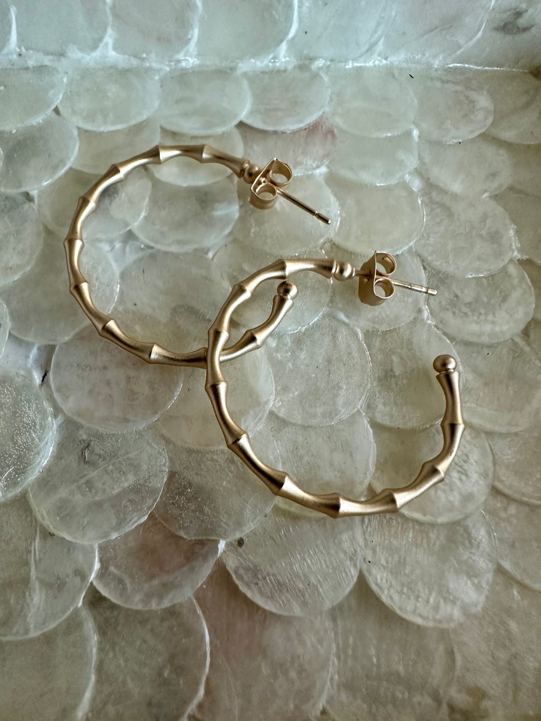 Bamboo Shape Brass Hoops