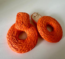 Load image into Gallery viewer, Orange Woven Earrings
