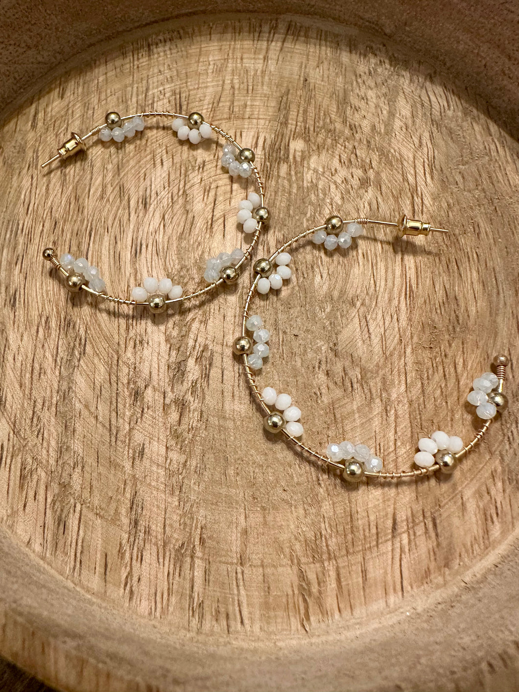 Glass Bead Flower Hoops