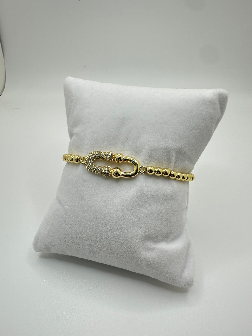 Classic Gold Bead Bracelet With Link