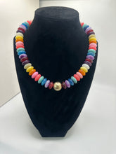 Load image into Gallery viewer, Disk Bead Necklace With Gold Bead
