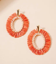 Load image into Gallery viewer, Orange Fringe Oval Earrings
