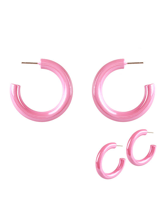 Pink Chrome Hoops