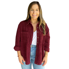 Load image into Gallery viewer, Don&#39;t Make Me Wine Corduroy Shacket
